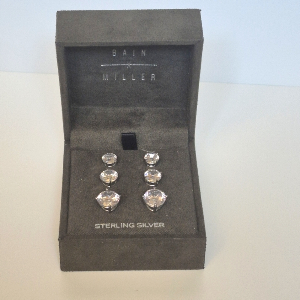 Sterling Silver Stud Earrings Set